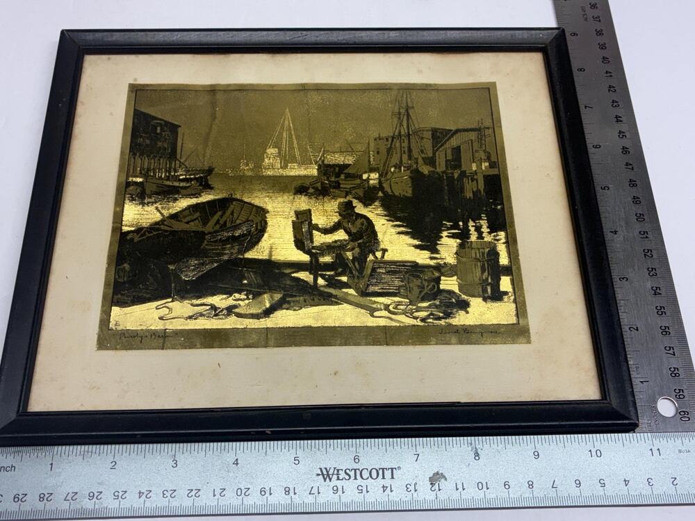 Lionel Barrymore Purdy’s Basin Gold Foil Etching Print Vintage 8x10 Framed